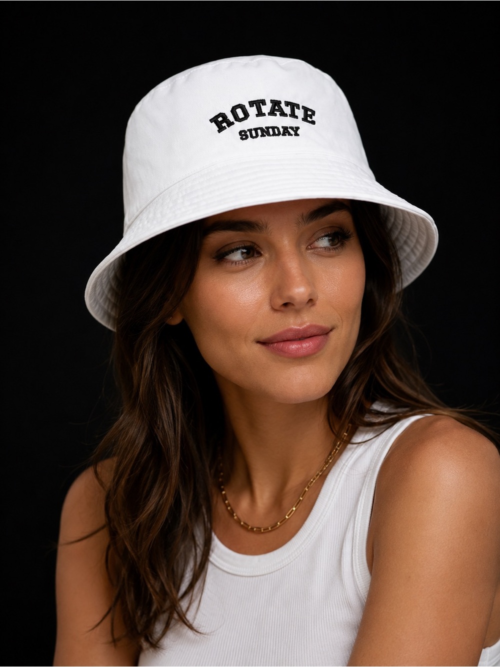 NWT ROTATE Birger Christensen White Sunday Bianca Bucket Hat size S designer lux